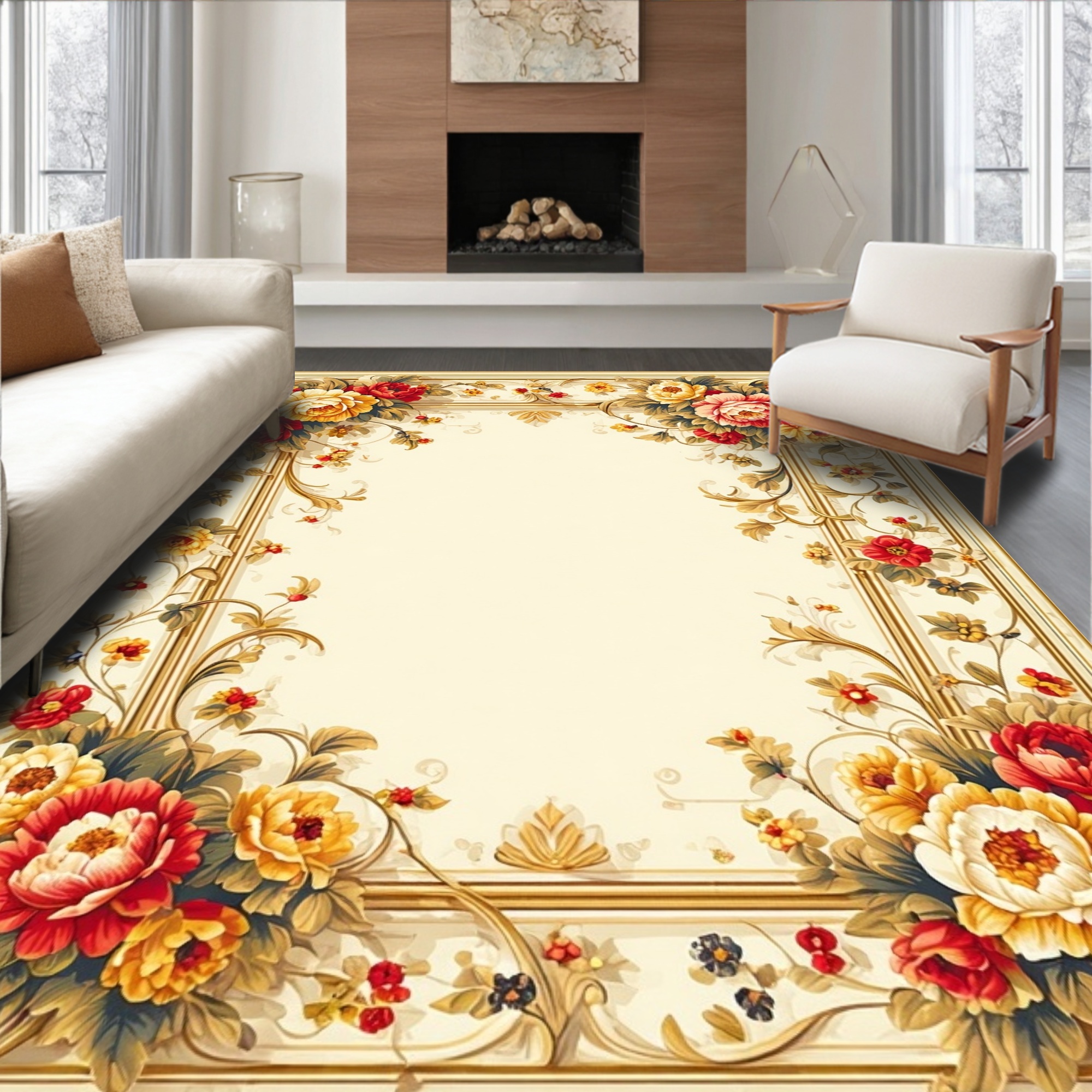ODIKA 2'x3' Machine Washable Non-Slip Area Rug, Traditional Ornamental ...