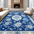 thumbnail image 1 of ODIKA 8'x10' Machine Washable Non-Slip Area Rug, Transitional Floral Elegance High Traffic Rug, Blue, 29135, 1 of 7