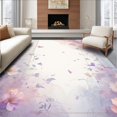 thumbnail image 1 of ODIKA 6'x9' Machine Washable Non-Slip Area Rug, Translucent Bloom Cascade with Floating Petals and Ornamental Flourishes High Traffic Rug, Purple, 125690, 1 of 7