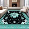 thumbnail image 1 of ODIKA 3'x5' Machine Washable Non-Slip Area Rug, Trendy Black Teal Geometric Blend High Traffic Rug, Black, 33220, 1 of 7