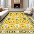 thumbnail image 1 of Flatwoven High Traffic Area Rug, Trendy Floral Textured Visual, Non Slip, Stain Resistant, Washable Area Rugs for Living Room, Bedroom(Yellow, 6X9), 1 of 8