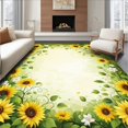 thumbnail image 1 of ODIKA 6'x9' Machine Washable Non-Slip Area Rug, Orchard Leafy Sunflower with Charming Lotus Design High Traffic Rug, Yellow, 198485, 1 of 7