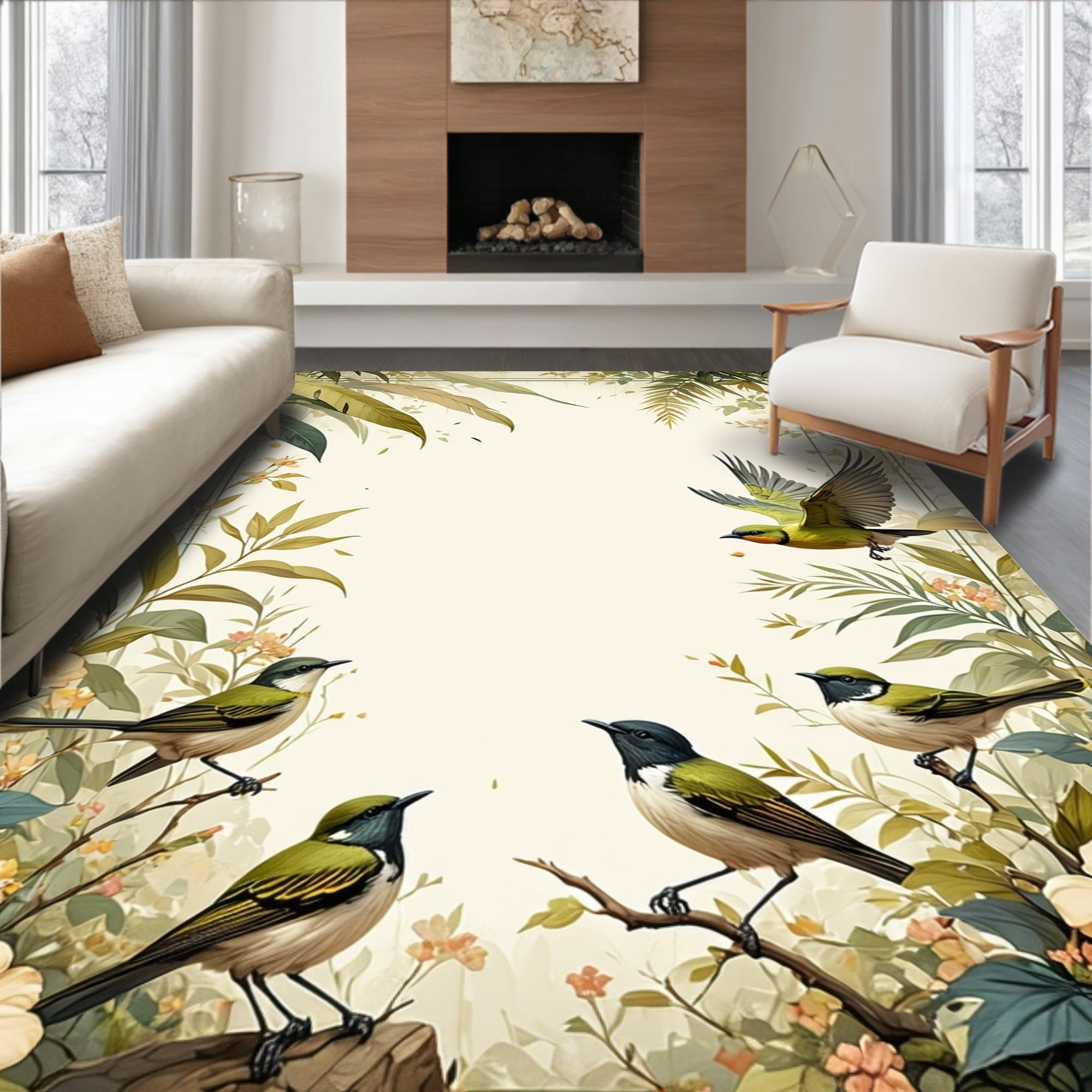 Curated visual reference: Visual Reference: Flatwoven High Traffic Area Rug Tropical Aviary Botanical With Exotic