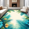 thumbnail image 1 of ODIKA 4'x6' Machine Washable Non-Slip Area Rug, Tropical Cascade With Exotic Flora And Leaf Motifs In Wave Formation High Traffic Rug, Blue, 199374, 1 of 7