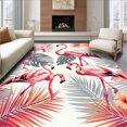 thumbnail image 1 of Flatwoven High Traffic Area Rug, Tropical Flamingo Grey and Pink Design, Non Slip, Stain Resistant, Washable Area Rugs for Living Room, Bedroom(Pink, 4X6), 1 of 8