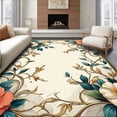 thumbnail image 1 of ODIKA 5'x7' Machine Washable Non-Slip Area Rug, Tropical Floral Easy Clean High Traffic Rug, Beige, 60630, 1 of 7