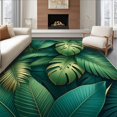 thumbnail image 1 of Flatwoven High Traffic Area Rug, Tropical Foliage Bath Emerald Palm Leaf Accent Green, Non Slip, Stain Resistant, Washable Area Rugs for Living Room, Bedroom(Green, 3X5), 1 of 8