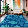 thumbnail image 1 of ODIKA 6'x9' Machine Washable Non-Slip Area Rug, Tropical Jungle Leafy Door With Backing High Traffic Rug, Blue, 318891, 1 of 7