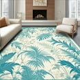 thumbnail image 1 of ODIKA 6'x9' Machine Washable Non-Slip Area Rug, Tropical Leaf Medley with Flowing Botanical Vines Motif High Traffic Rug, Teal, 199369, 1 of 7