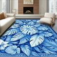 thumbnail image 1 of ODIKA 6'x9' Machine Washable Non-Slip Area Rug, Tropical Oasis Leaf Medallion High Traffic Rug, Blue, 199232, 1 of 7