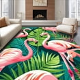thumbnail image 1 of ODIKA 4'x6' Machine Washable Non-Slip Area Rug, Tropical Flamingo for Summer Vibes and Charm High Traffic Rug, Pink, 99166, 1 of 7