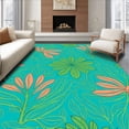 thumbnail image 1 of ODIKA 6'x6' Machine Washable Non-Slip Area Rug, Tropical Lush Leaf & Flower Print High Traffic Rug, Blue, 327574, 1 of 7