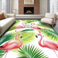 thumbnail image 1 of Flatwoven High Traffic Area Rug, Tropical Playful Flamingo Aesthetic, Non Slip, Stain Resistant, Washable Area Rugs for Living Room, Bedroom(Pink, 4X6), 1 of 8
