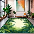 thumbnail image 1 of Flatwoven High Traffic Area Rug, Tropical Rainforest Botanical Nature Inspired Decorative Accent, Non Slip, Stain Resistant, Washable Area Rugs for Living Room, Bedroom(Green, 4X6), 1 of 8