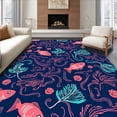 thumbnail image 1 of ODIKA 6'x9' Machine Washable Non-Slip Area Rug, Tropical Reef Fish Motif with Flowing Wave Accents High Traffic Rug, Blue, 300884, 1 of 7