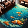 thumbnail image 1 of Flatwoven High Traffic Area Rug, Tropical Reef Harmony With Vibrant Fish and Flowing Coral Motifs, Non Slip, Stain Resistant, Washable Area Rugs for Living Room, Bedroom(Orange, 8X10), 1 of 8