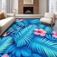 thumbnail image 1 of ODIKA 4'x6' Machine Washable Non-Slip Area Rug, Tropical Vibrant Floral Arrangement High Traffic Rug, Blue, 21867, 1 of 7