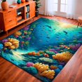 thumbnail image 1 of ODIKA 8'x10' Machine Washable Non-Slip Area Rug, Undersea Wonders Life Design High Traffic Rug, Aqua, 140516, 1 of 7