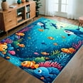 thumbnail image 1 of ODIKA 5'x7' Machine Washable Non-Slip Area Rug, Underwater Adventure Marine Life High Traffic Rug, Blue, 282589, 1 of 7