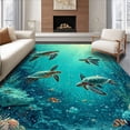 thumbnail image 1 of ODIKA 5'x7' Machine Washable Non-Slip Area Rug, Underwater Shag With Sea Motif For High Traffic Rug, Blue, 38351, 1 of 7