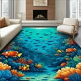 thumbnail image 1 of Flatwoven High Traffic Area Rug, Underwater Paradise Tropical Fish Decorative Hand Tufted Accent, Non Slip, Stain Resistant, Washable Area Rugs for Living Room, Bedroom(Blue, 8X10), 1 of 8