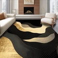 thumbnail image 1 of ODIKA 2'x3' Machine Washable Non-Slip Area Rug, Unique Black Gold Abstract with Artistic Flowing Lines Design High Traffic Rug, Black, 84799, 1 of 7