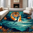 thumbnail image 1 of ODIKA 4'x6' Machine Washable Non-Slip Area Rug, Unique Colorful Jungle Inspired High Traffic Rug, Orange, 30203, 1 of 7
