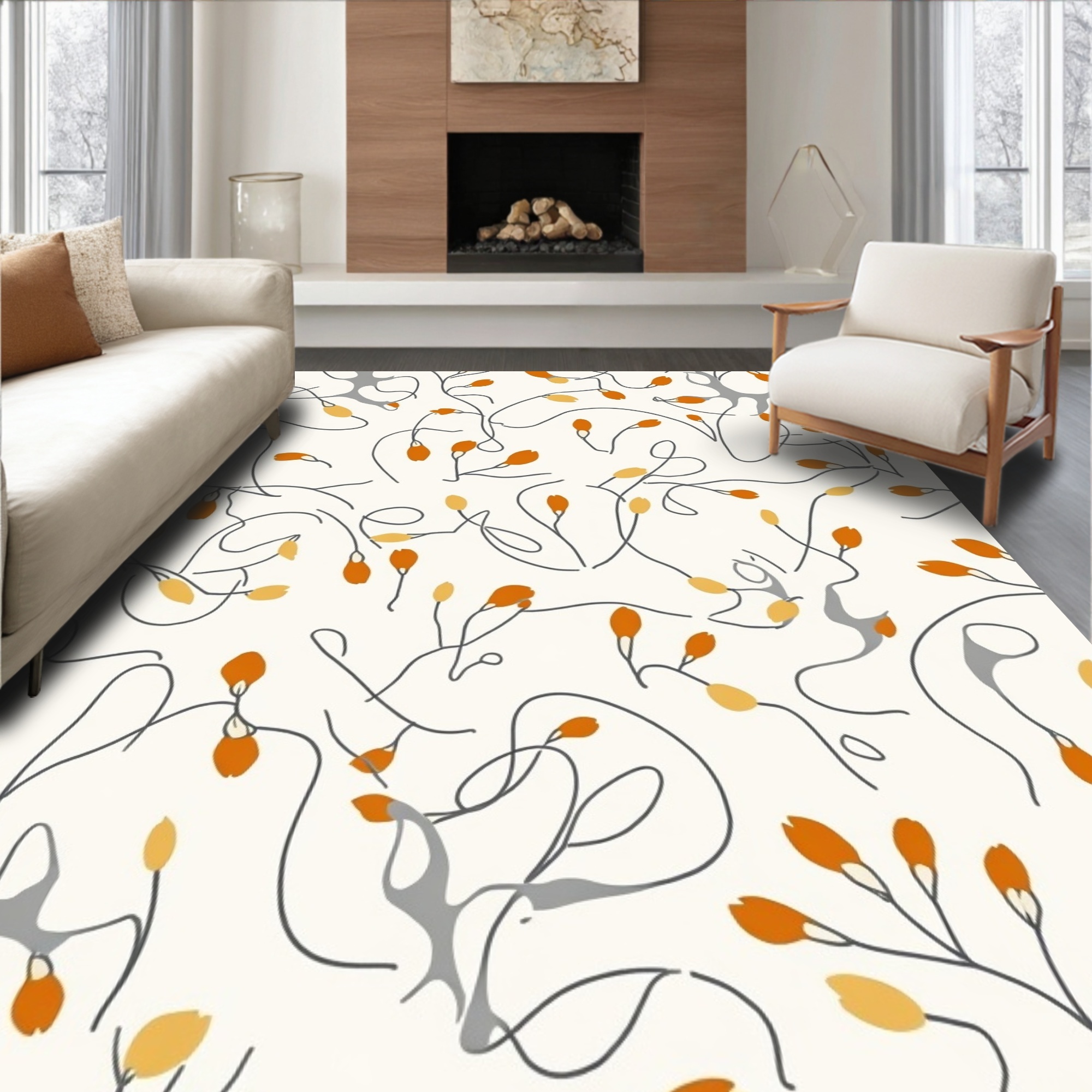 Social Area Rug Flatwoven High Traffic Area Rug, Urban Antler Trail with Minimalist ...