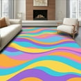 thumbnail image 1 of Flatwoven High Traffic Area Rug, Vibrant Abstract Spectrum with Fluid Color Waves and Gradient Bands, Non Slip, Stain Resistant, Washable Area Rugs for Living Room, Bedroom(Blue, 5X7), 1 of 8