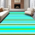 thumbnail image 1 of ODIKA 4'x6' Machine Washable Non-Slip Area Rug, Vibrant Boho Stripe with Rich Turquoise and Diverse Hue Accents High Traffic Rug, Turquoise, 264747, 1 of 7