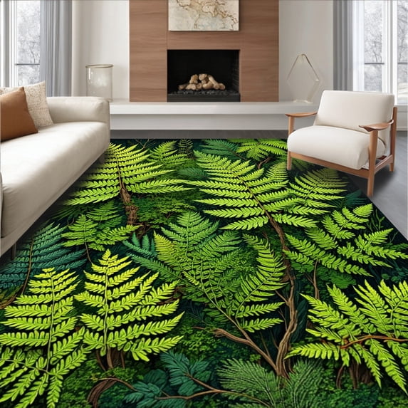 Flatwoven High Traffic Area Rug, Vibrant Cozy Circular Vibe, Non Slip, Stain Resistant, Washable Area Rugs for Living Room, Bedroom(Green, 2X3)