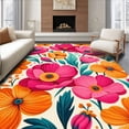 thumbnail image 1 of ODIKA 4'x6' Machine Washable Non-Slip Area Rug, Vibrant Floral Bloom Abstract Petal Motif High Traffic Rug, Pink, 60576, 1 of 7