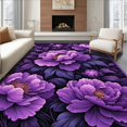 thumbnail image 1 of Flatwoven High Traffic Area Rug, Vibrant Floral Round Design, Non Slip, Stain Resistant, Washable Area Rugs for Living Room, Bedroom(Purple, 4X6), 1 of 8