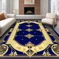 thumbnail image 1 of ODIKA 4'x6' Machine Washable Non-Slip Area Rug, Vibrant Geometric Navy Motif High Traffic Rug, Blue, 18039, 1 of 7