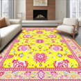 thumbnail image 1 of Flatwoven High Traffic Area Rug, Vibrant Groovy Flower Arrangement, Non Slip, Stain Resistant, Washable Area Rugs for Living Room, Bedroom(Yellow, 4X6), 1 of 8