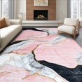 thumbnail image 1 of Flatwoven High Traffic Area Rug, Vibrant Irregular Design with Luxurious Appeal, Non Slip, Stain Resistant, Washable Area Rugs for Living Room, Bedroom(Pink, 5X7), 1 of 8