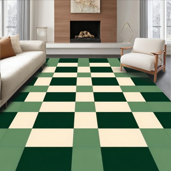 Flatwoven High Traffic Area Rug, Vibrant Plush Diamond Layout, Non Slip, Stain Resistant, Washable Area Rugs for Living Room, Bedroom(Green, 2X3)