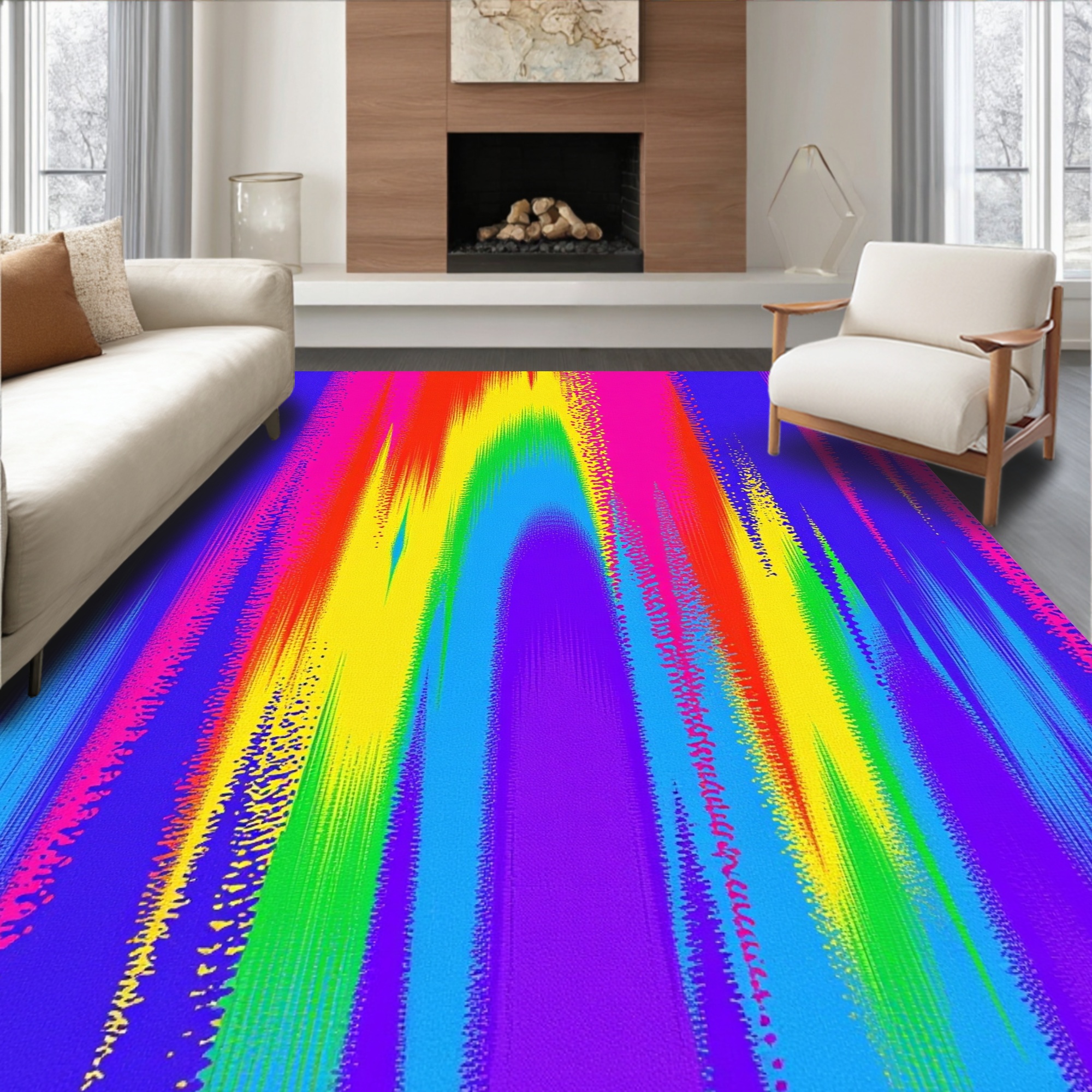 Flatwoven High Traffic Area Rug, Vibrant Prism Cascade Luxury Accent ...