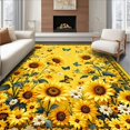 thumbnail image 1 of Flatwoven High Traffic Area Rug, Vibrant Sunflower Circle Aesthetic, Non Slip, Stain Resistant, Washable Area Rugs for Living Room, Bedroom(Yellow, 4X6), 1 of 8