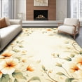 thumbnail image 1 of ODIKA 5'x7' Machine Washable Non-Slip Area Rug, Vibrant Sunset Bloom Ivory & Orange Floral Garden Design High Traffic Rug, Beige, 61441, 1 of 7
