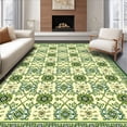 thumbnail image 1 of ODIKA 2'x3' Machine Washable Non-Slip Area Rug, Vineyard Green Geometric Floral Design High Traffic Rug, Ivory, 62034, 1 of 7