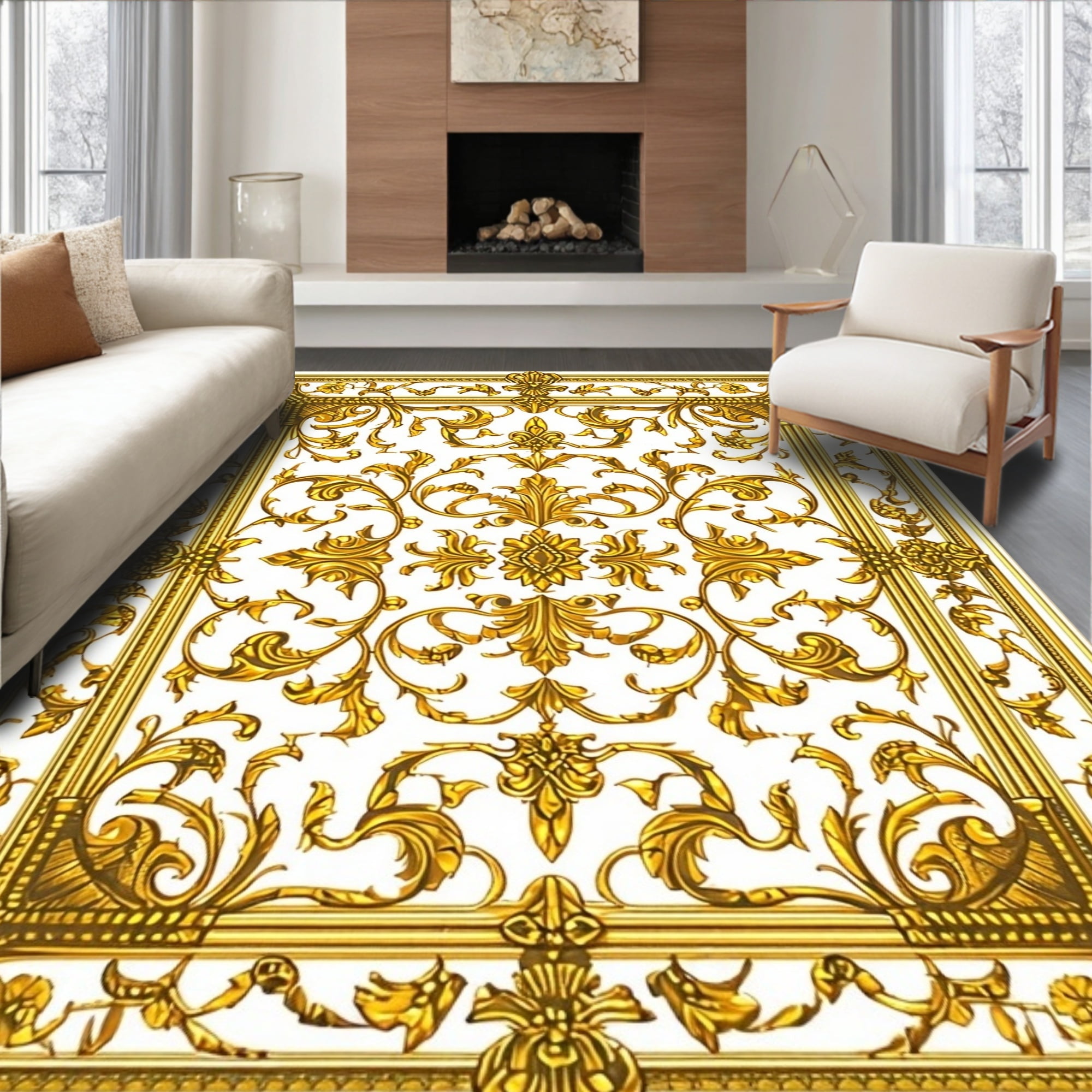 Flatwoven High Traffic Area Rug, Vintage Baroque Medallion Trio with ...