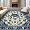 thumbnail image 1 of Flatwoven High Traffic Area Rug, Vintage Boho Blue Beige Area for, Non Slip, Stain Resistant, Washable Area Rugs for Living Room, Bedroom(White, 4X6), 1 of 8