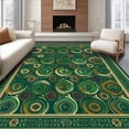 thumbnail image 1 of ODIKA 5'x7' Machine Washable Non-Slip Area Rug, Vintage Boho Green Circle with Spiral and Gold Accents High Traffic Rug, Green, 92855, 1 of 7