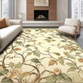 thumbnail image 1 of ODIKA 5'x7' Machine Washable Non-Slip Area Rug, Vintage Botanical Featuring Intricate Floral Vines and Leaf Motifs High Traffic Rug, Ivory, 231064, 1 of 7