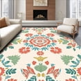 thumbnail image 1 of ODIKA 6' Machine Washable Non-Slip Area Rug, Vintage Floral Medallion with Boho Botanical Accents High Traffic Rug, Red, 237275, 1 of 7