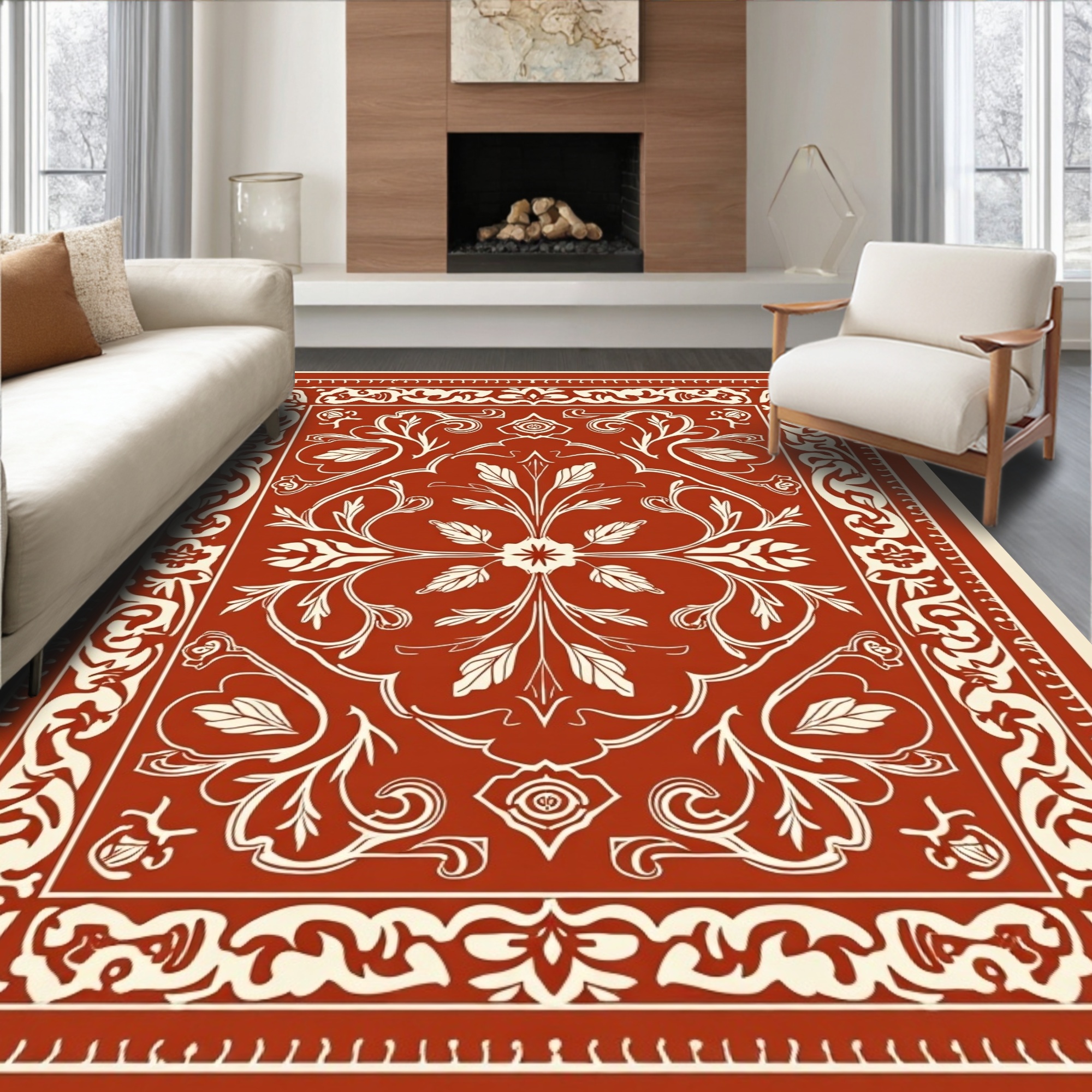 Area Rug Decor Flatwoven High Traffic Area Rug, Vintage Floral Medallion With ...