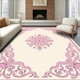 thumbnail image 1 of ODIKA 8'x10' Machine Washable Non-Slip Area Rug, Vintage Floral Medallion with Delicate Scrollwork High Traffic Rug, Pink, 284591, 1 of 7