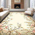 thumbnail image 1 of Flatwoven High Traffic Area Rug, Vintage Floral Small Entrance, Non Slip, Stain Resistant, Washable Area Rugs for Living Room, Bedroom(Beige, 6X9), 1 of 8