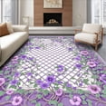 thumbnail image 1 of ODIKA 2'x3' Machine Washable Non-Slip Area Rug, Vintage Floral Trellis with Stylized Blossoms and Interlocking Latticework High Traffic Rug, Purple, 230447, 1 of 7